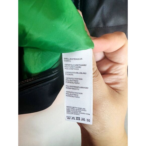 Rebecca Minkoff Faux Leather Black Square Quilted Racer Jacket Womens Medium - Picture 5 of 5